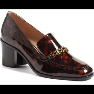 Tory Burch Berline Patent Tortoise Mid Heel Loafers Size 9.5 Preppy ~ Winter!